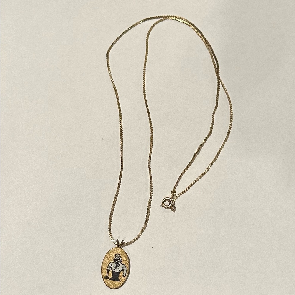 Purdue Pete Gold Oval Pendant Necklace BOILER UP!